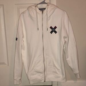 White Blue Banana Zipper Hoodie (Size Medium)